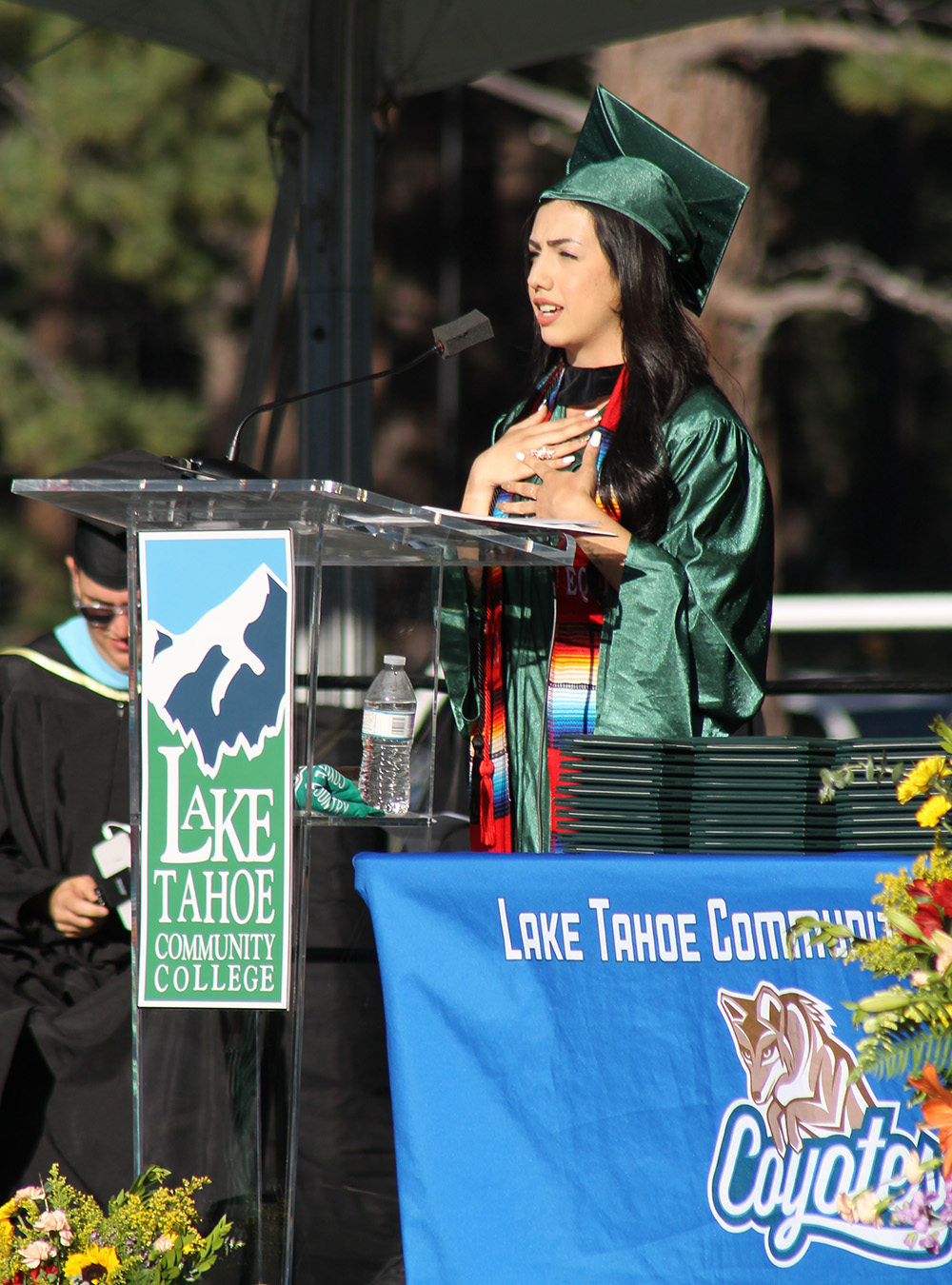 Graduating student Belen Garza gives her speech