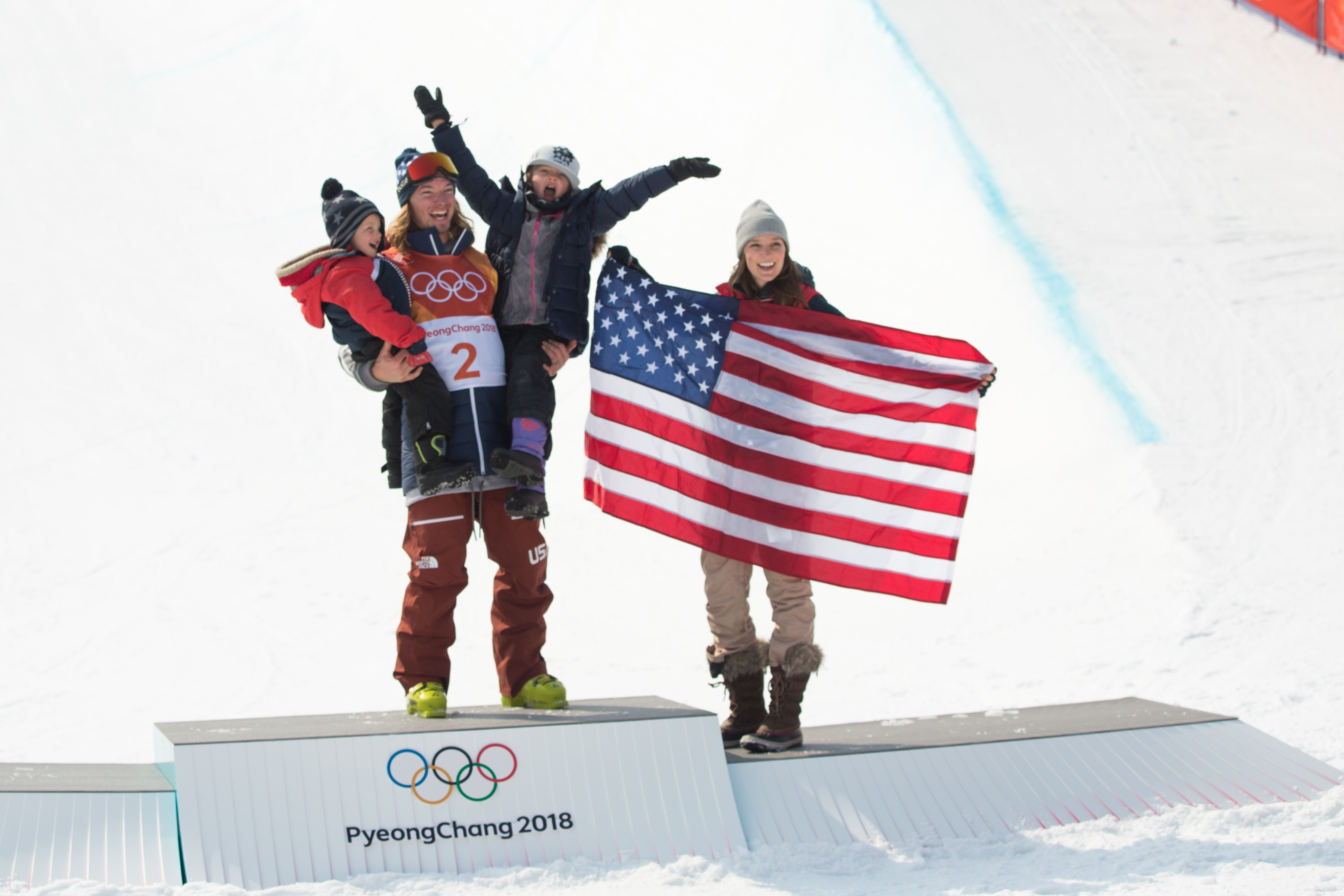 Olympian David Wise with his family in South Korea at the 2018 Winter Olympics