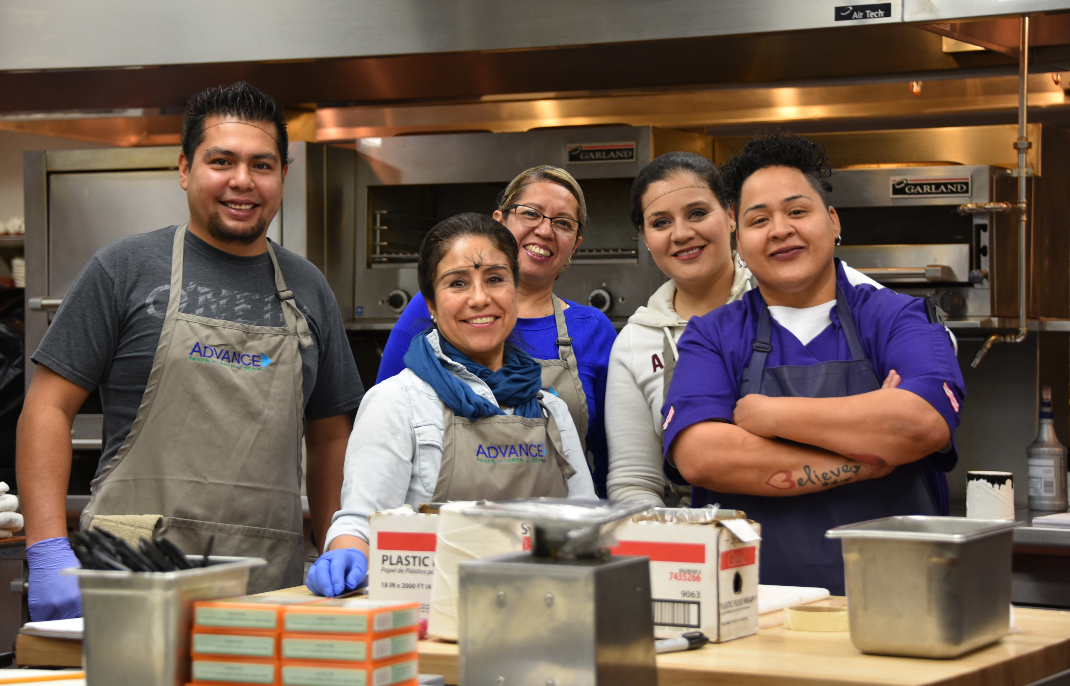 culinary arts students in LTCC's commercial kitchen