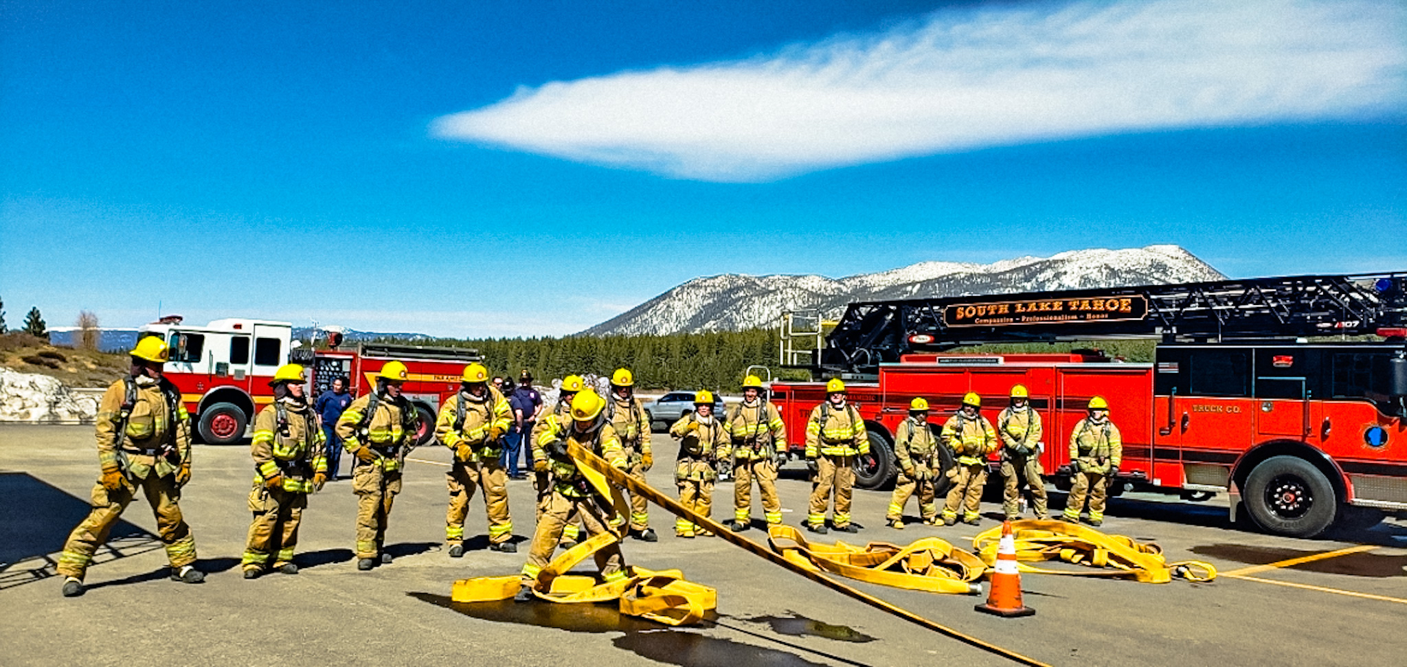 Fire Academy cadets training in the field in South Lake Tahoe