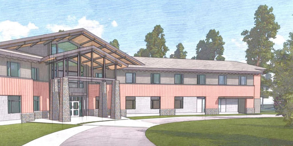 artist illustration of front exterior of proposed student housing facility