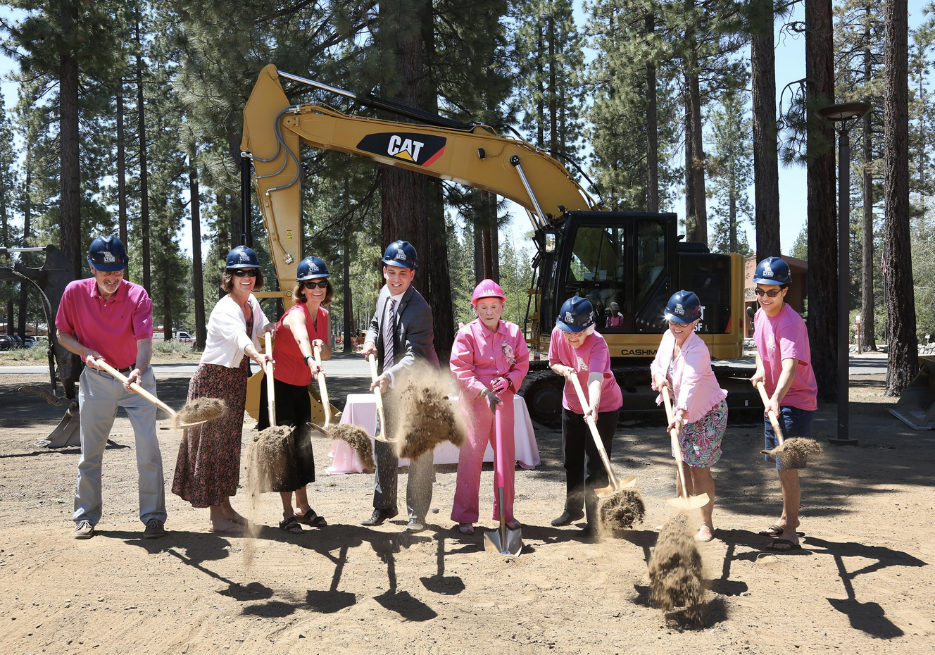 Lisa Maloff, center, with LTCC trustees and administrators at the groundbreaking for the University Center named for her