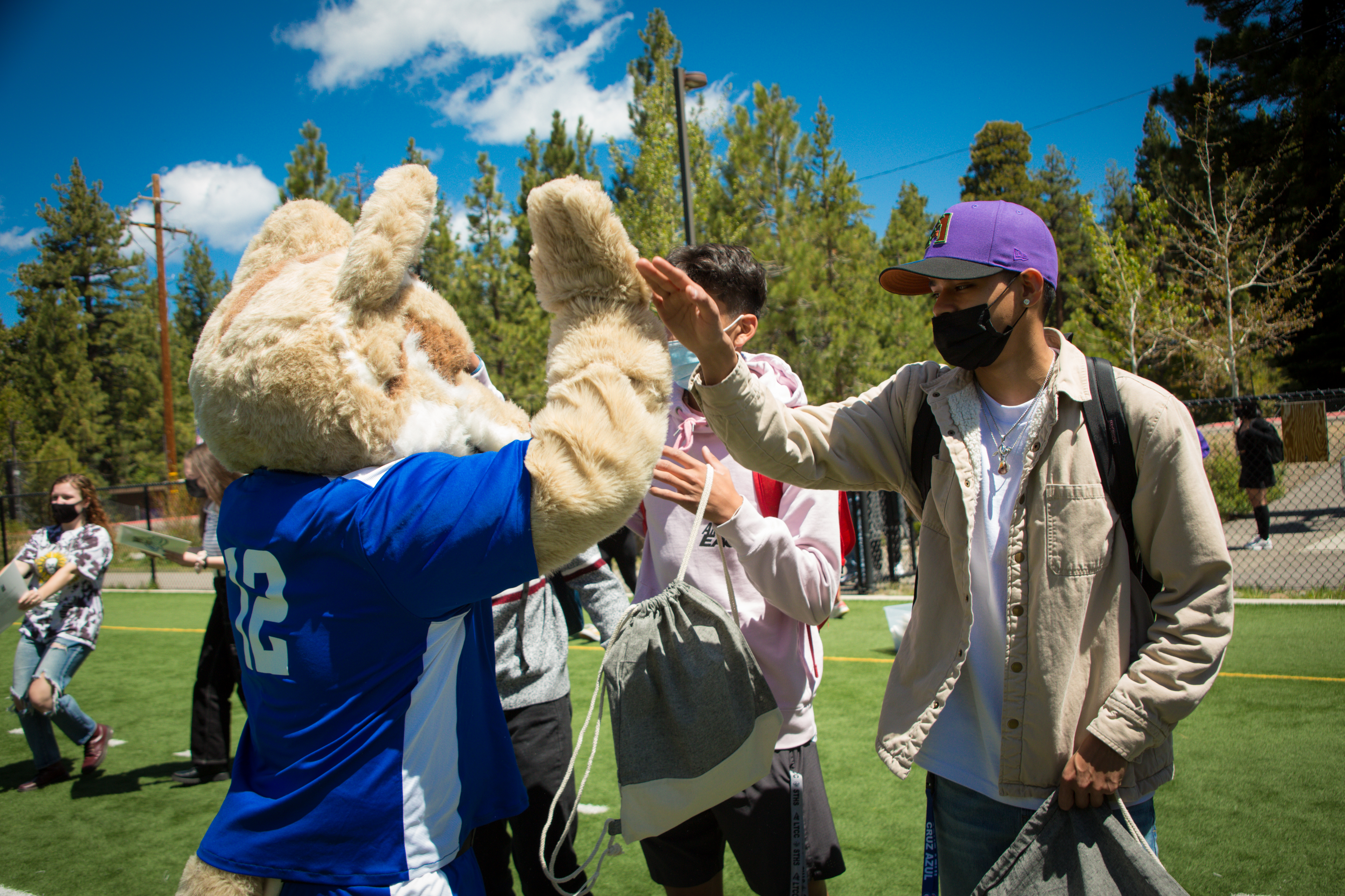 Coyote with students